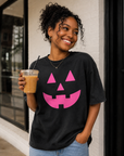 Neon Pink Jack-o-Lantern on Black - See Matching Mini! SBG Co.