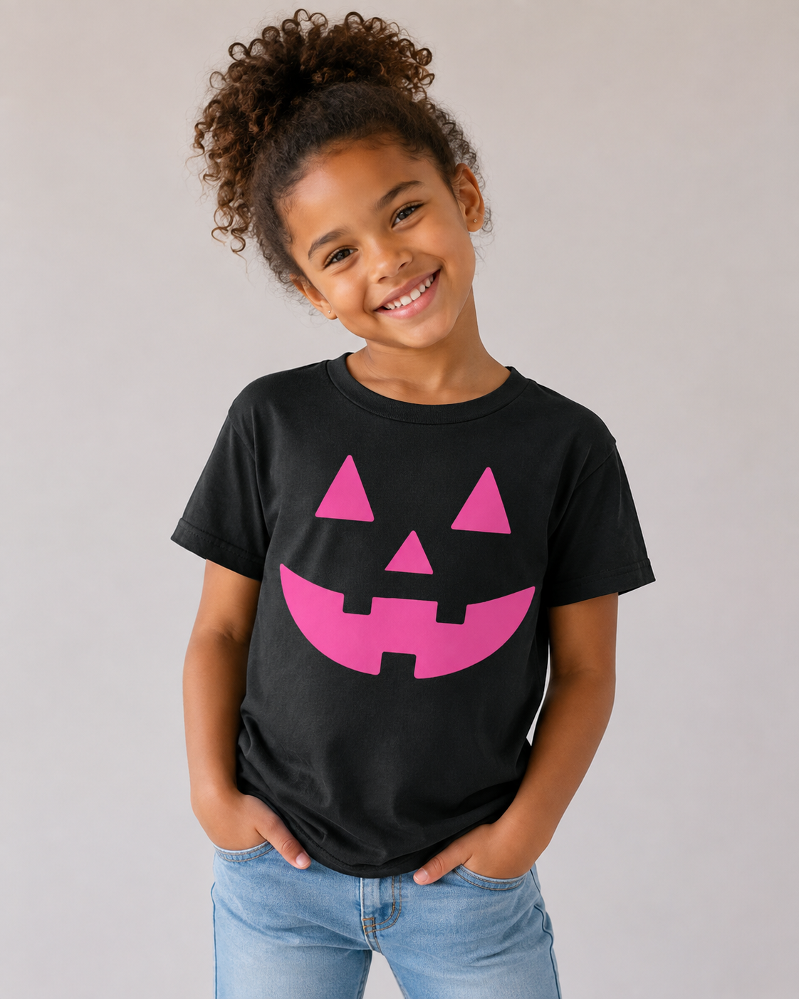 Neon Pink Jack-o-Lantern on Black - See Matching Mama! SBG Co.