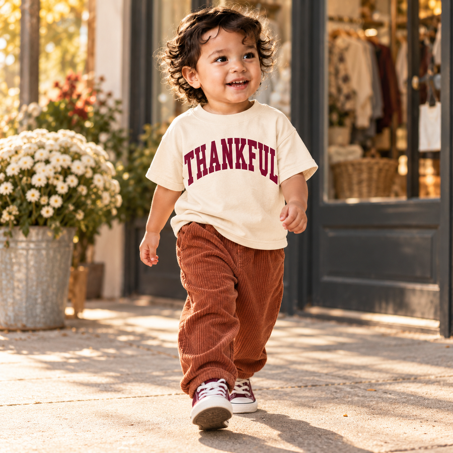 Thankful Varsity Kids Sweatshirt (Cream) SBG Co.