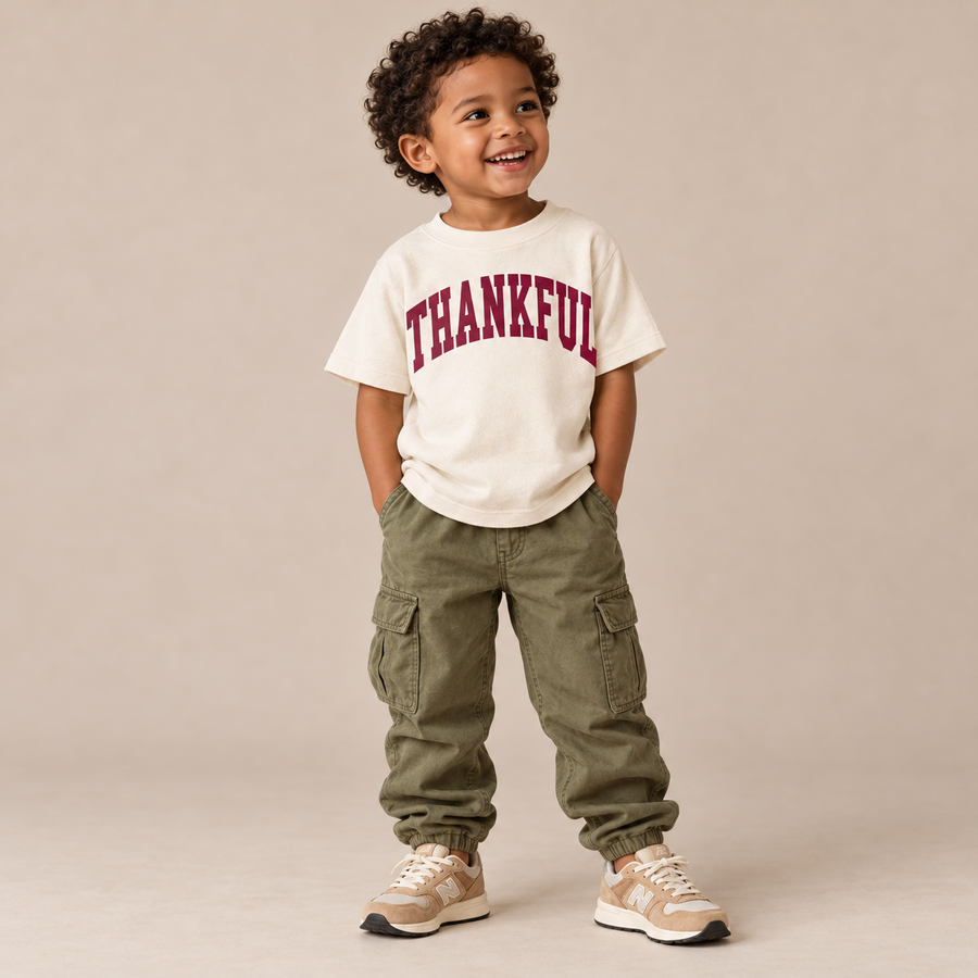 Thankful Varsity Kids Sweatshirt (Cream) SBG Co.