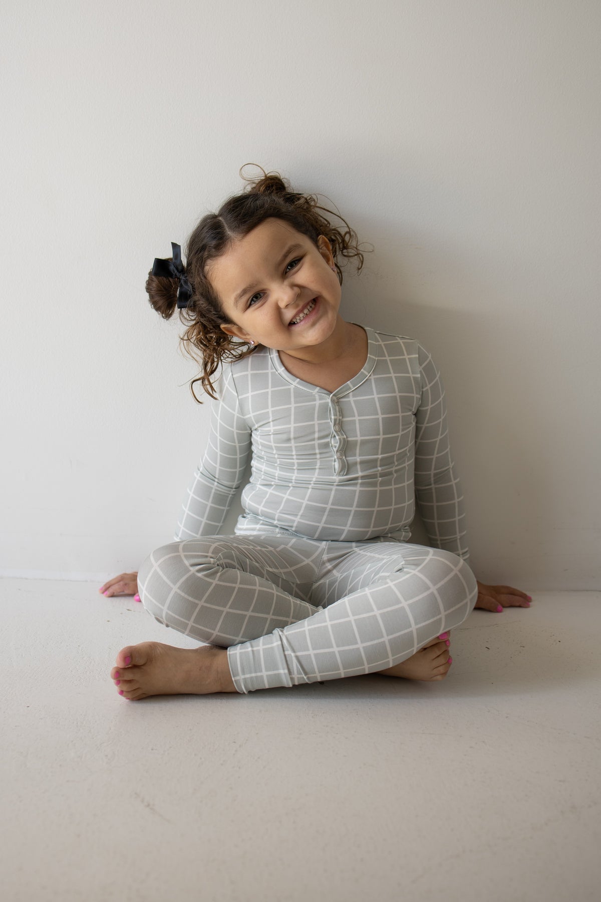 Bamboo Two Piece Pajamas | Foggy Grid forever french baby