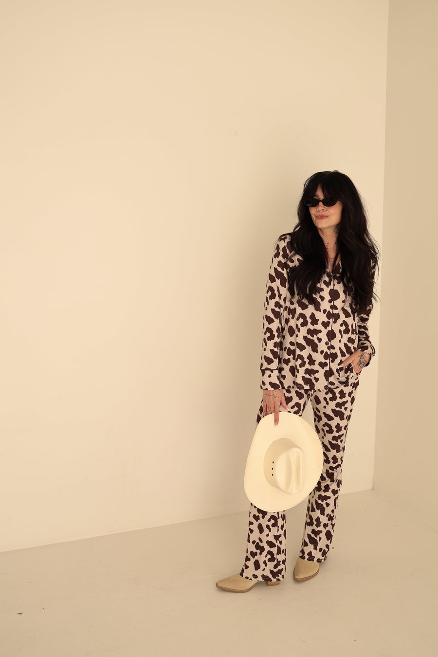 Women's Bamboo Button Up Lounge Set | Moo! forever french baby