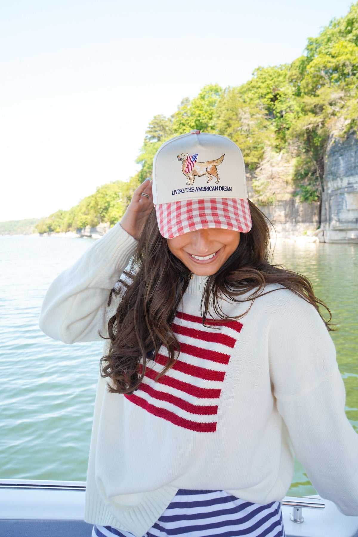 Living The American Dream - Red Gingham Hat KenzKustomz