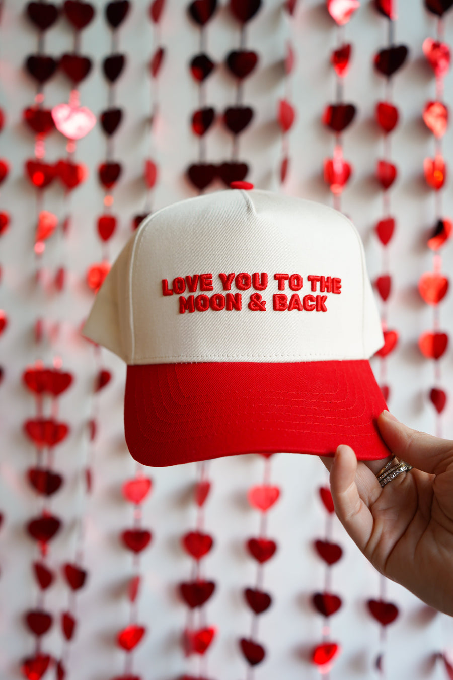 Love you to the Moon - Red Vintage Trucker Hat KenzKustomz