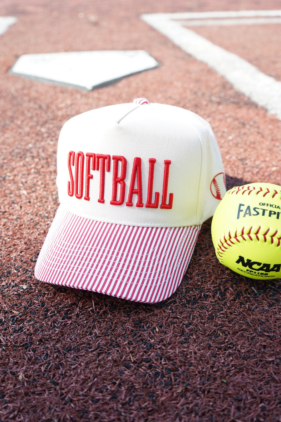 Softball - Striped Trucker Hat KenzKustomz