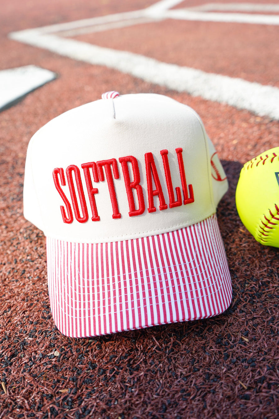Softball - Striped Trucker Hat KenzKustomz