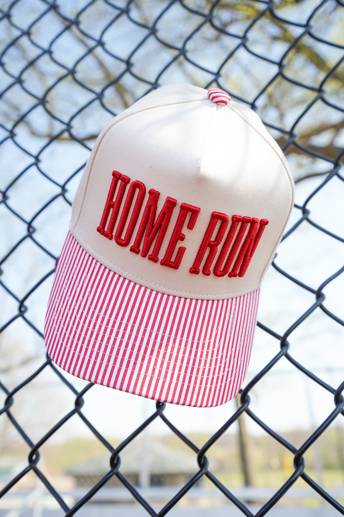 Homerun - Red Striped Trucker Hat KenzKustomz