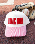Homerun - Red Striped Trucker Hat KenzKustomz