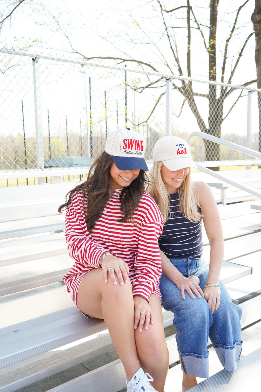 Swing Batter Batter - Navy Pinstripe Trucker Hat KenzKustomz