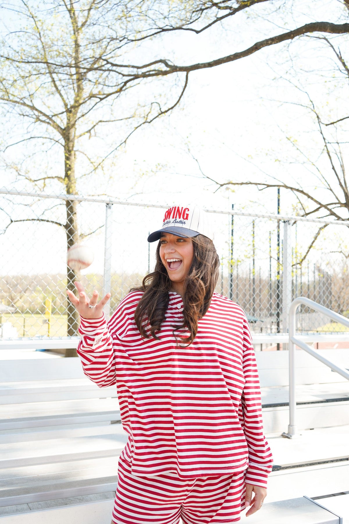 Swing Batter Batter - Navy Pinstripe Trucker Hat KenzKustomz