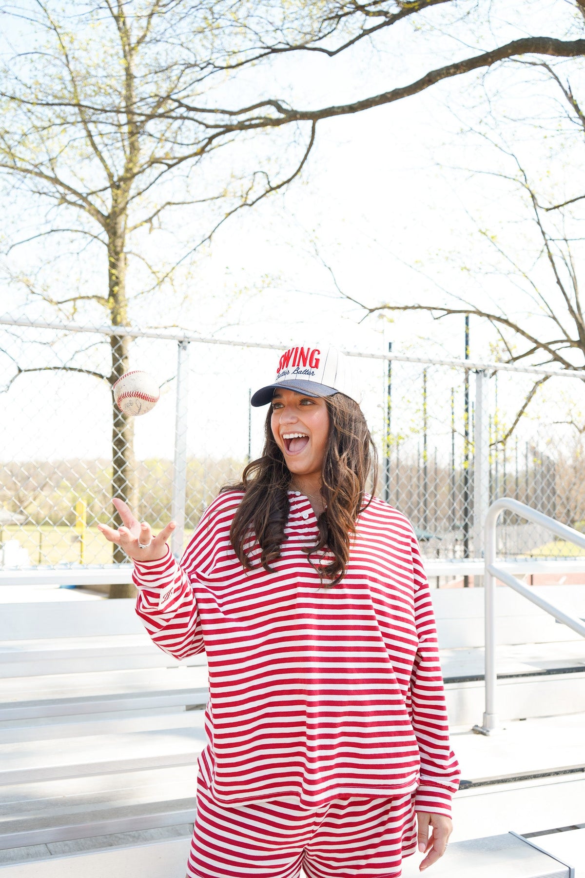Swing Batter Batter - Navy Pinstripe Trucker Hat KenzKustomz