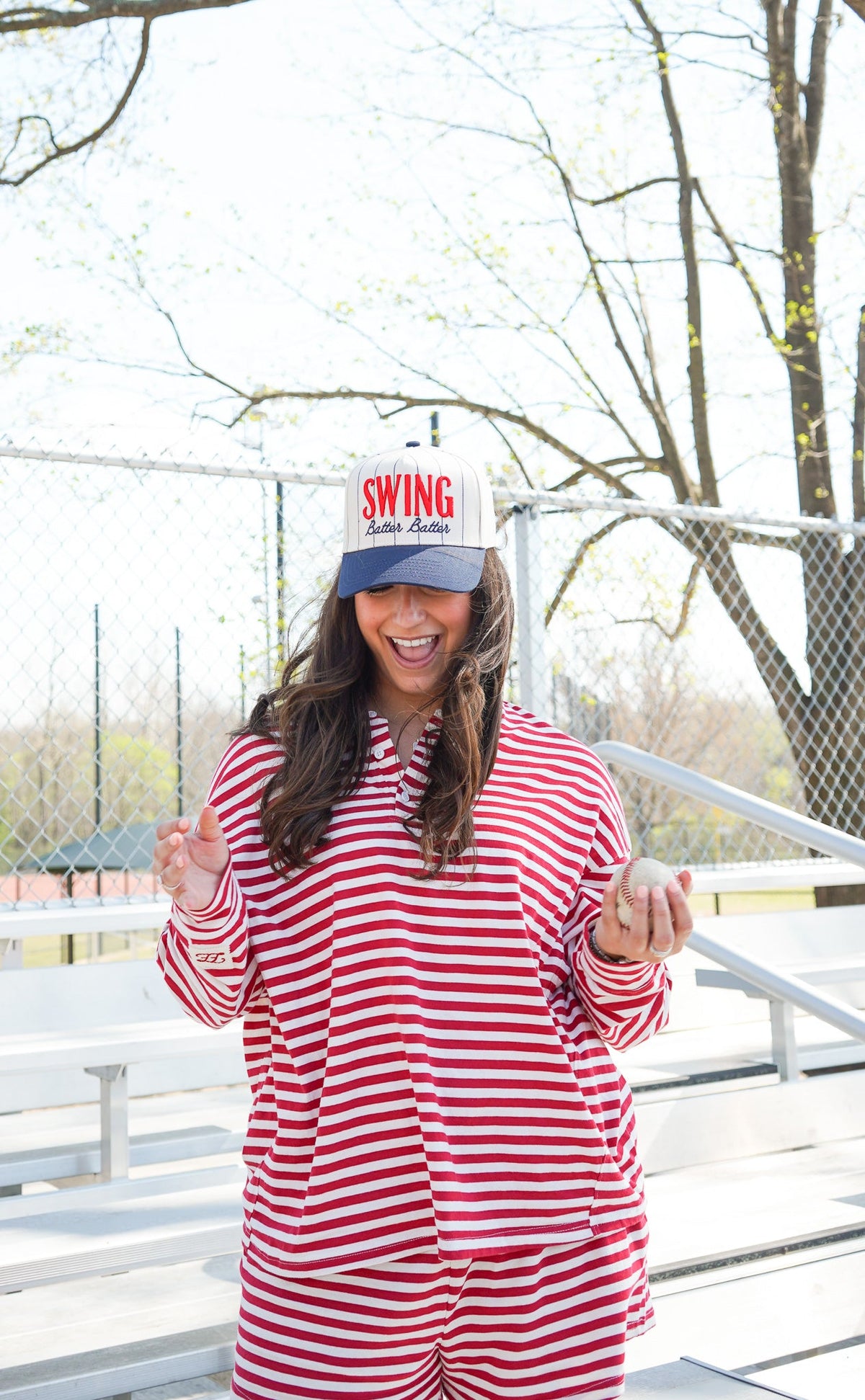 Swing Batter Batter - Navy Pinstripe Trucker Hat KenzKustomz