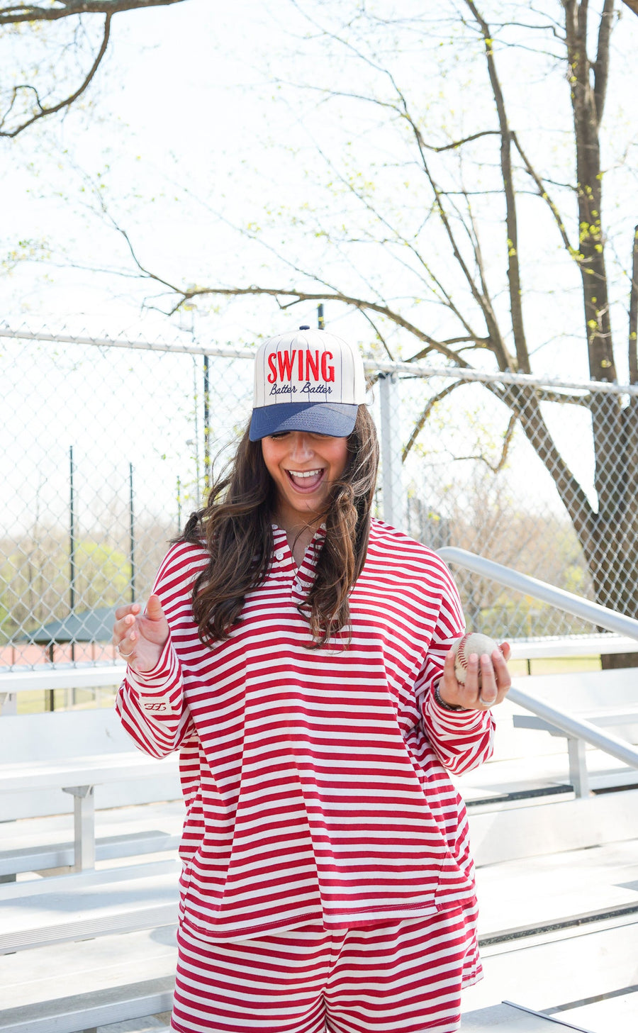 Swing Batter Batter - Navy Pinstripe Trucker Hat KenzKustomz