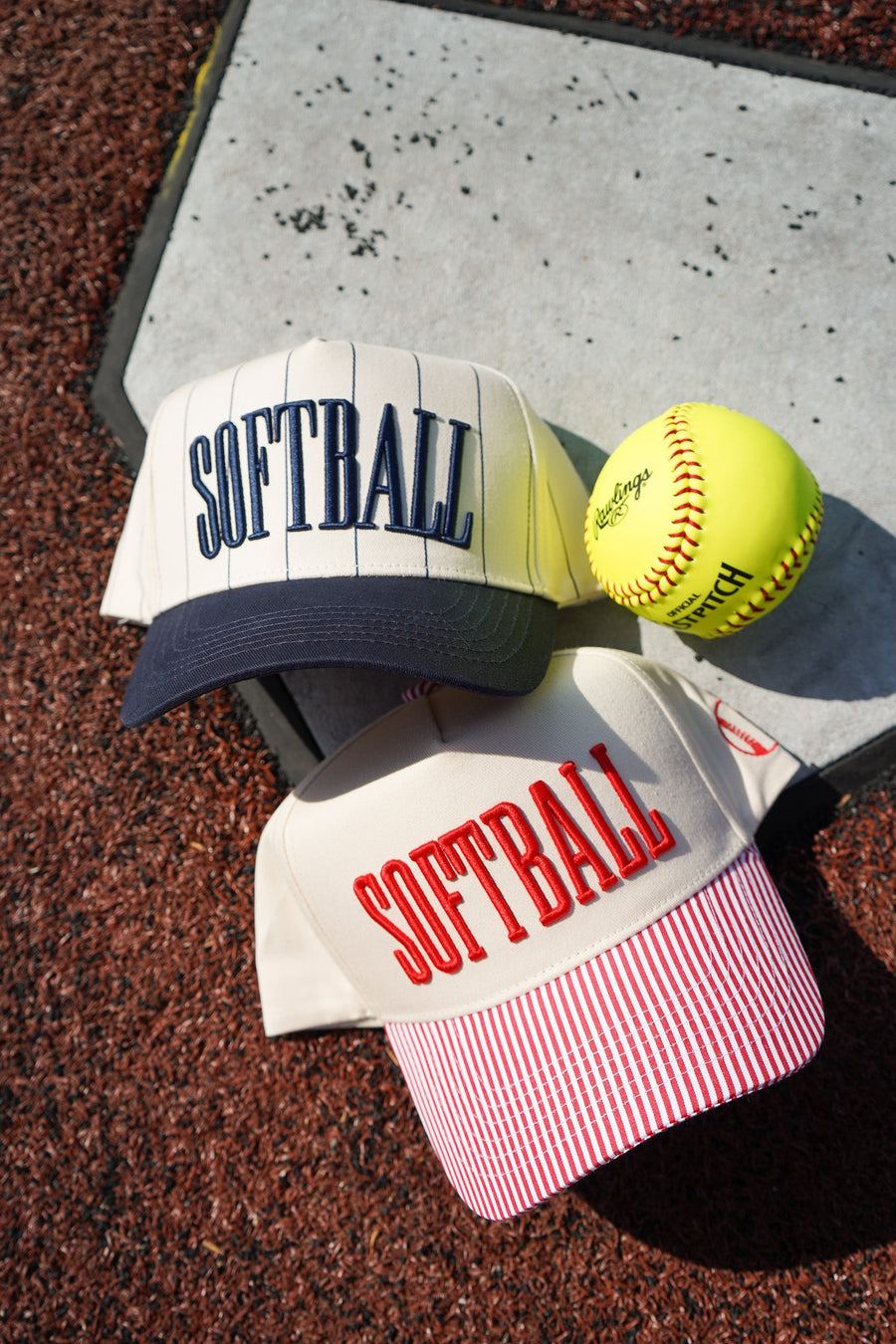 Softball - Striped Trucker Hat KenzKustomz