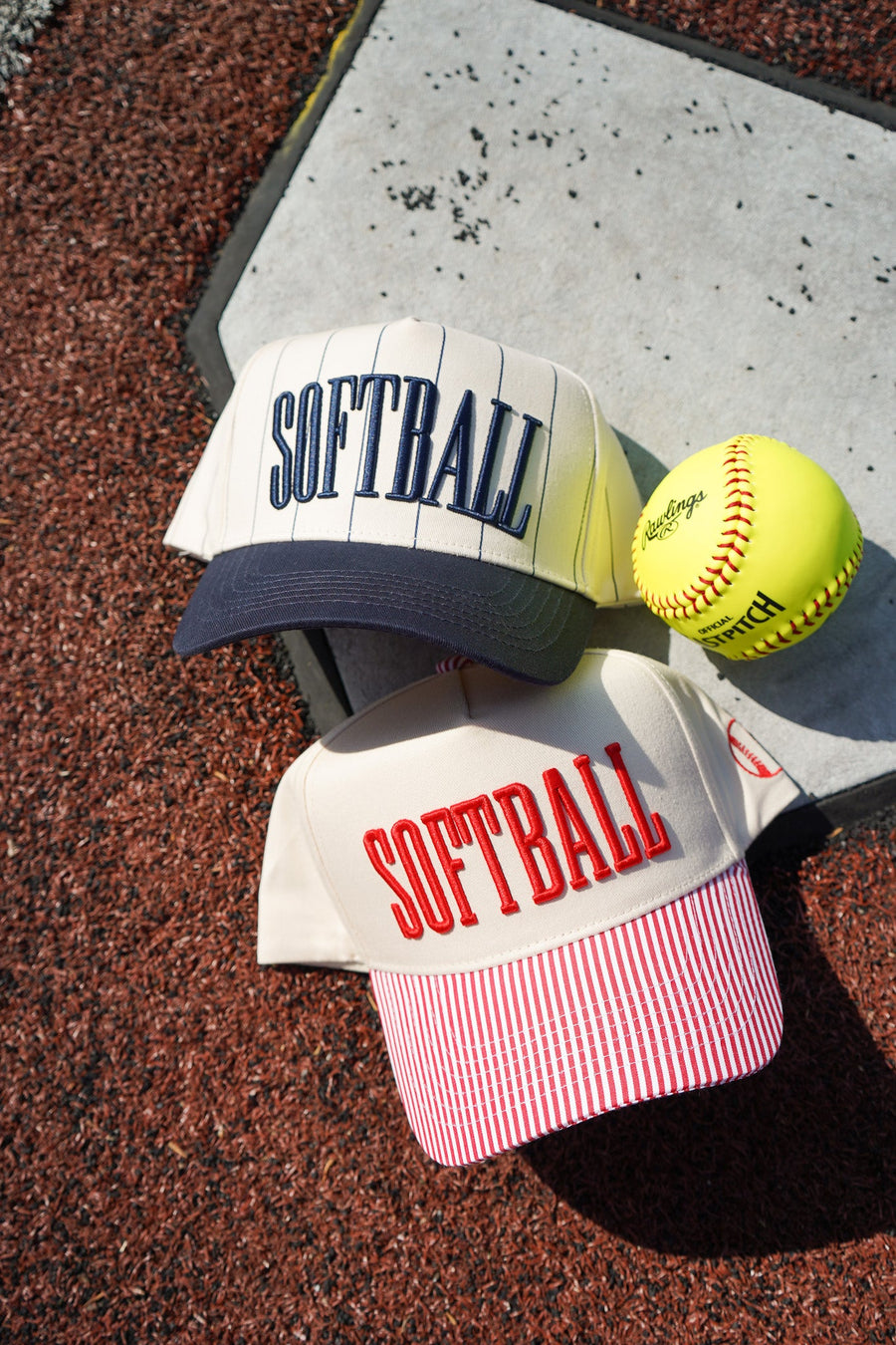 Softball - Striped Trucker Hat KenzKustomz