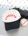 BASEBALL - Red on Black Stripe Vintage Hat