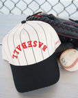 BASEBALL - Red on Black Stripe Vintage Hat