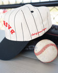 BASEBALL - Red on Black Stripe Vintage Hat