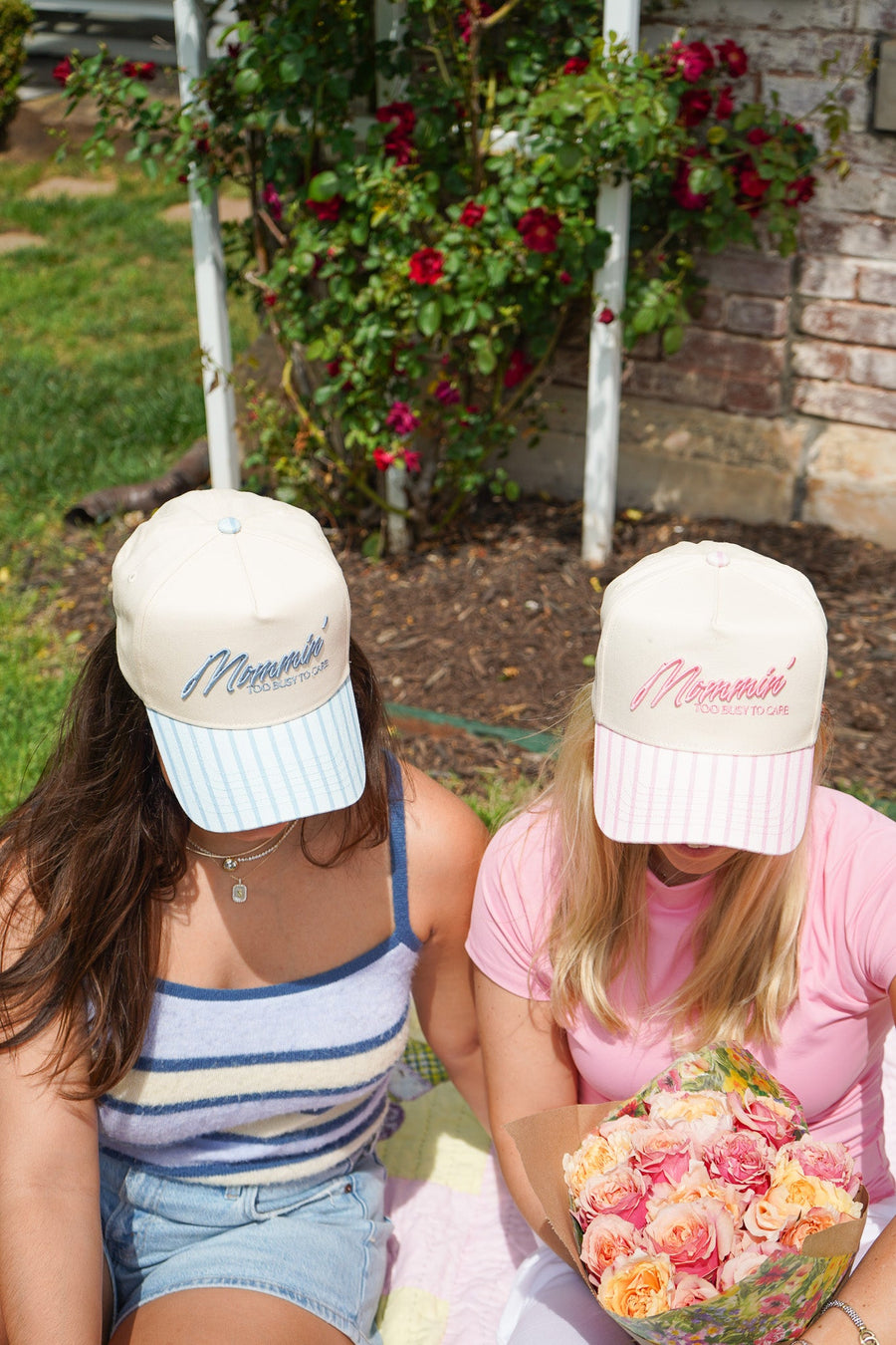 Mommin' - Striped Vintage Trucker Hat KenzKustomz