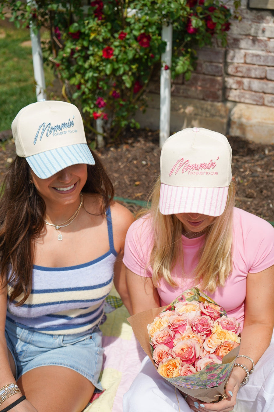 Mommin' - Striped Vintage Trucker Hat KenzKustomz
