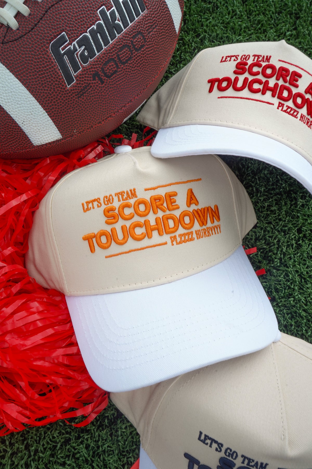 Score a Touchdown Plz Hurry - White Vintage Trucker Hat KenzKustomz