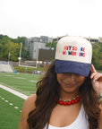 Hey So Are We Winning - Navy Corduroy Trucker Hat KenzKustomz