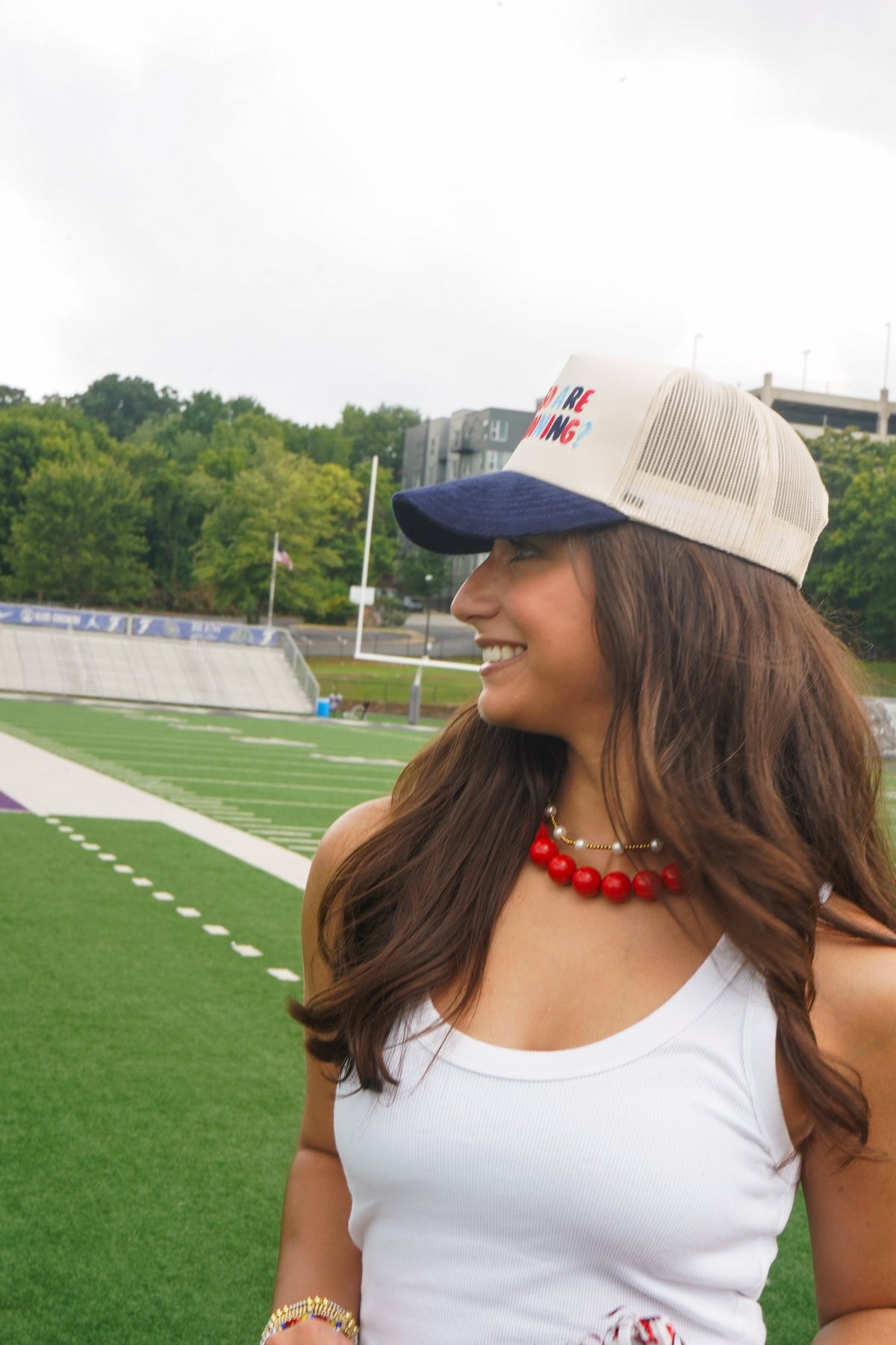 Hey So Are We Winning - Navy Corduroy Trucker Hat KenzKustomz