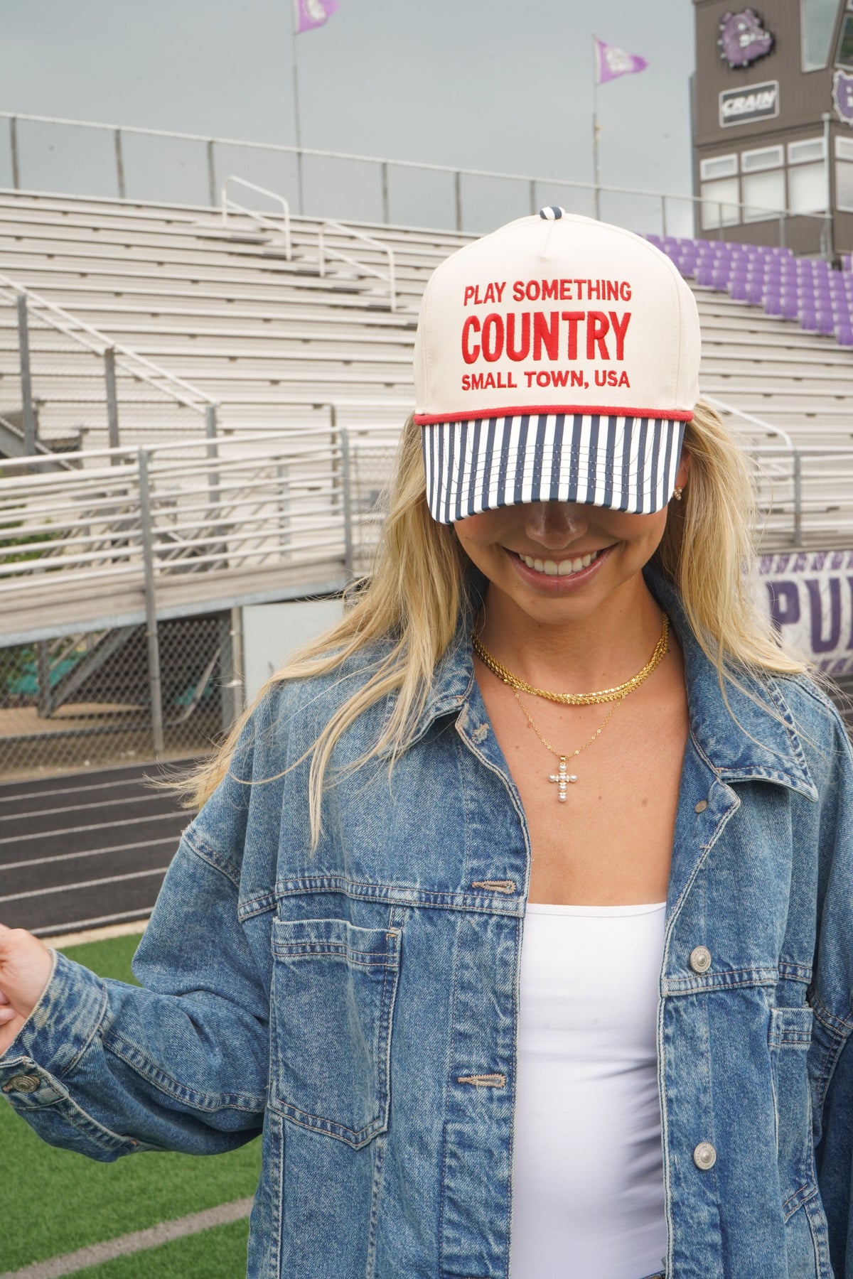 Play Something Country - Navy Pinstripe Trucker Hat KenzKustomz