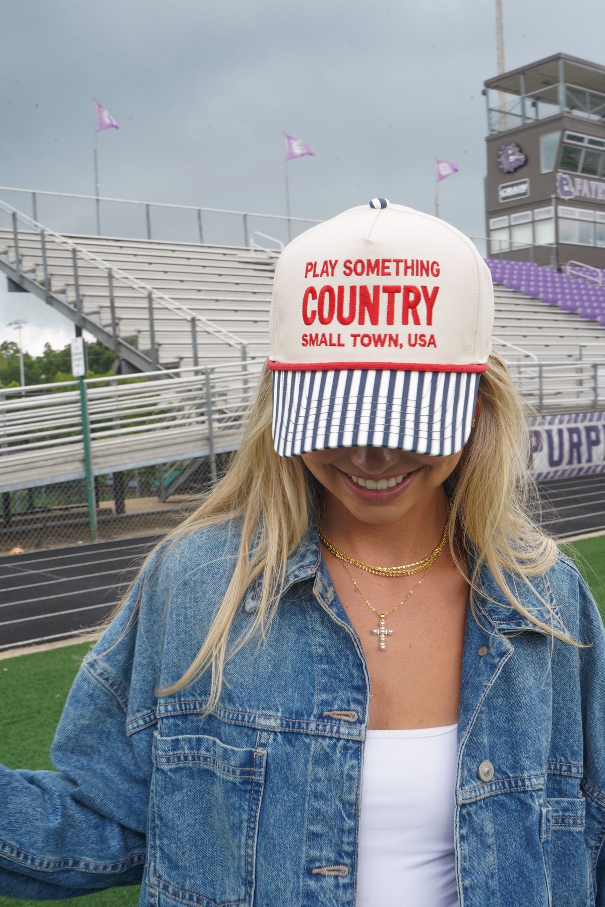 Play Something Country - Navy Pinstripe Trucker Hat KenzKustomz
