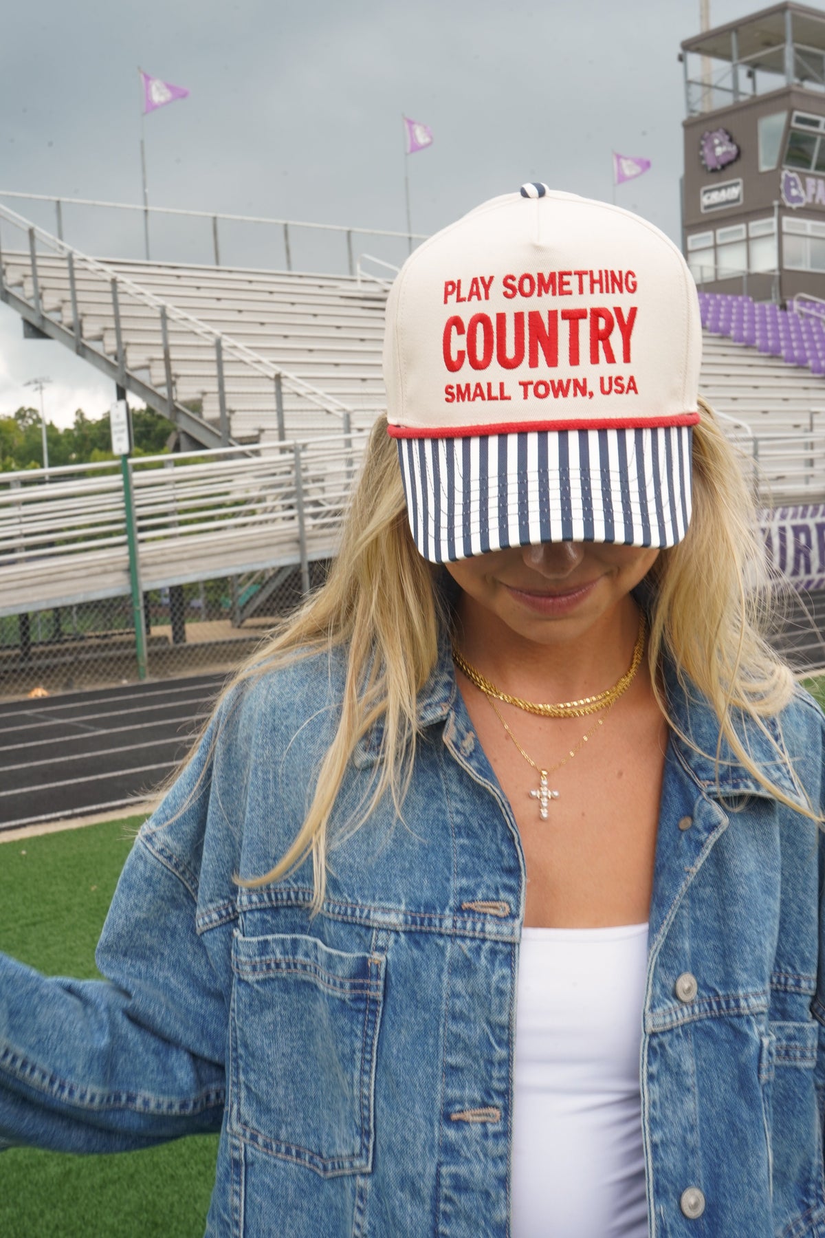 Play Something Country - Navy Pinstripe Trucker Hat KenzKustomz