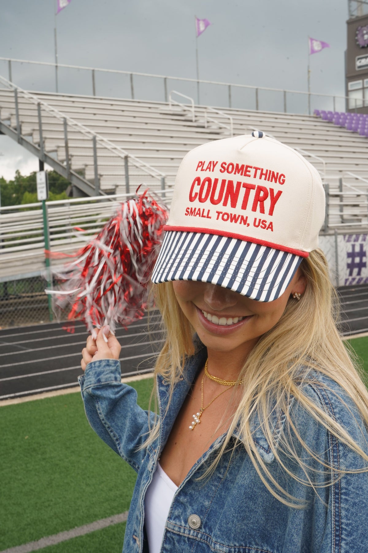 Play Something Country - Navy Pinstripe Trucker Hat KenzKustomz