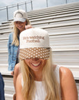 He's Watching Football - Brown Polka Dot Hat KenzKustomz