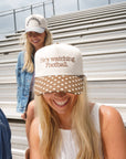 He's Watching Football - Brown Polka Dot Hat KenzKustomz