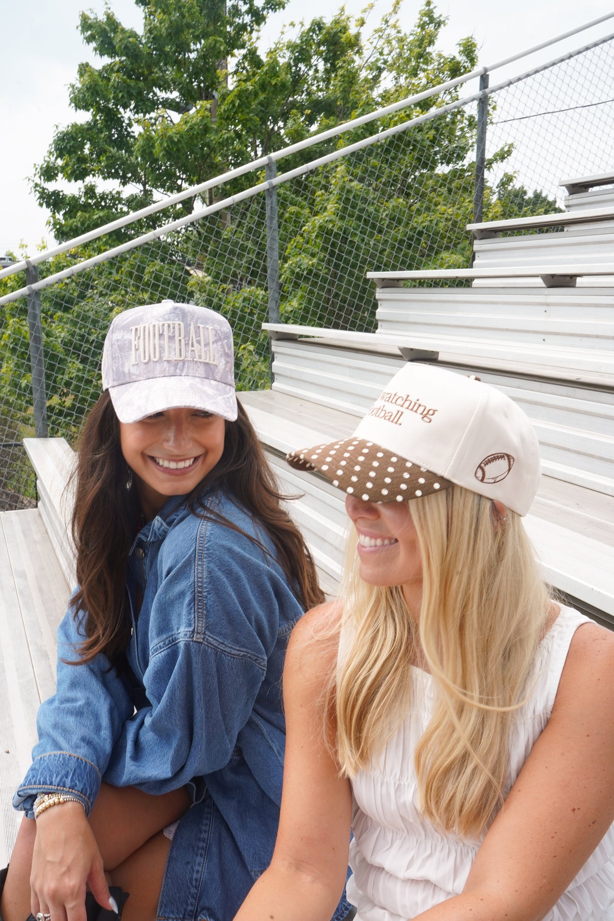 He's Watching Football - Brown Polka Dot Hat KenzKustomz