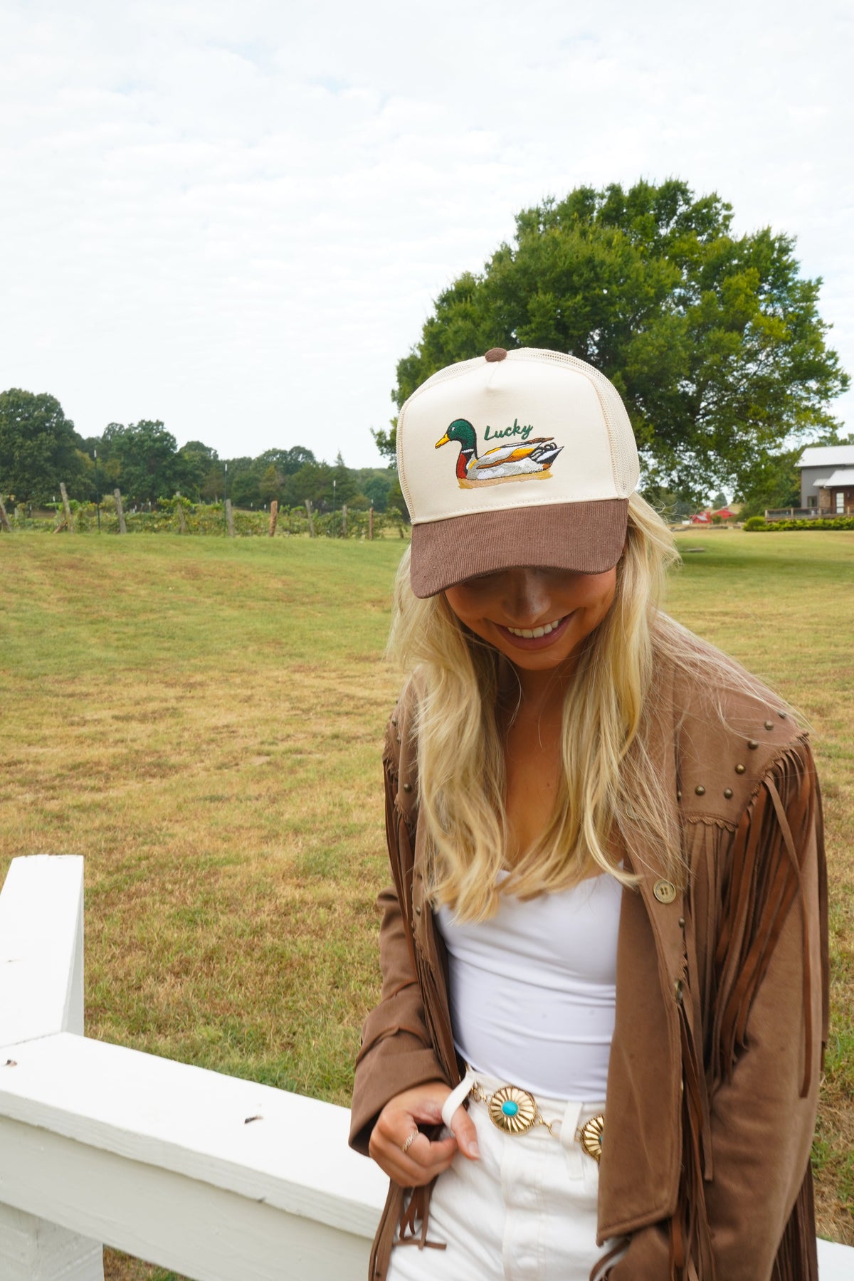 Lucky Duck - Brown Corduroy Trucker Hat KenzKustomz