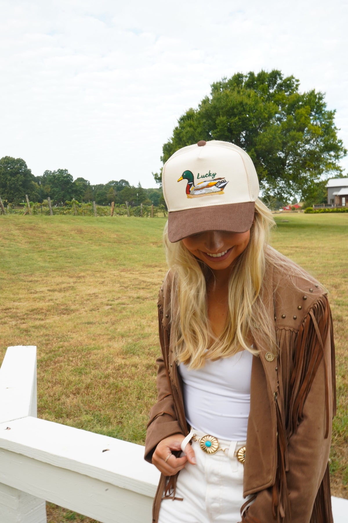 Lucky Duck - Brown Corduroy Trucker Hat KenzKustomz
