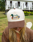 Lucky Duck - Brown Corduroy Trucker Hat KenzKustomz