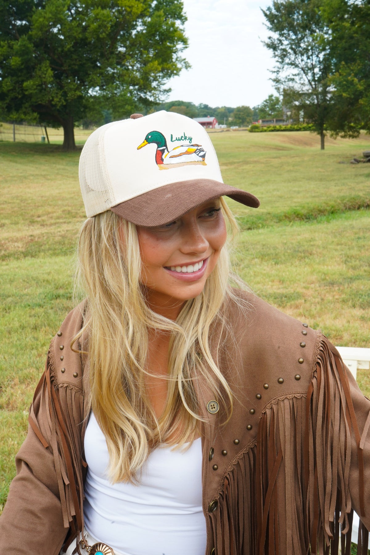 Lucky Duck - Brown Corduroy Trucker Hat KenzKustomz