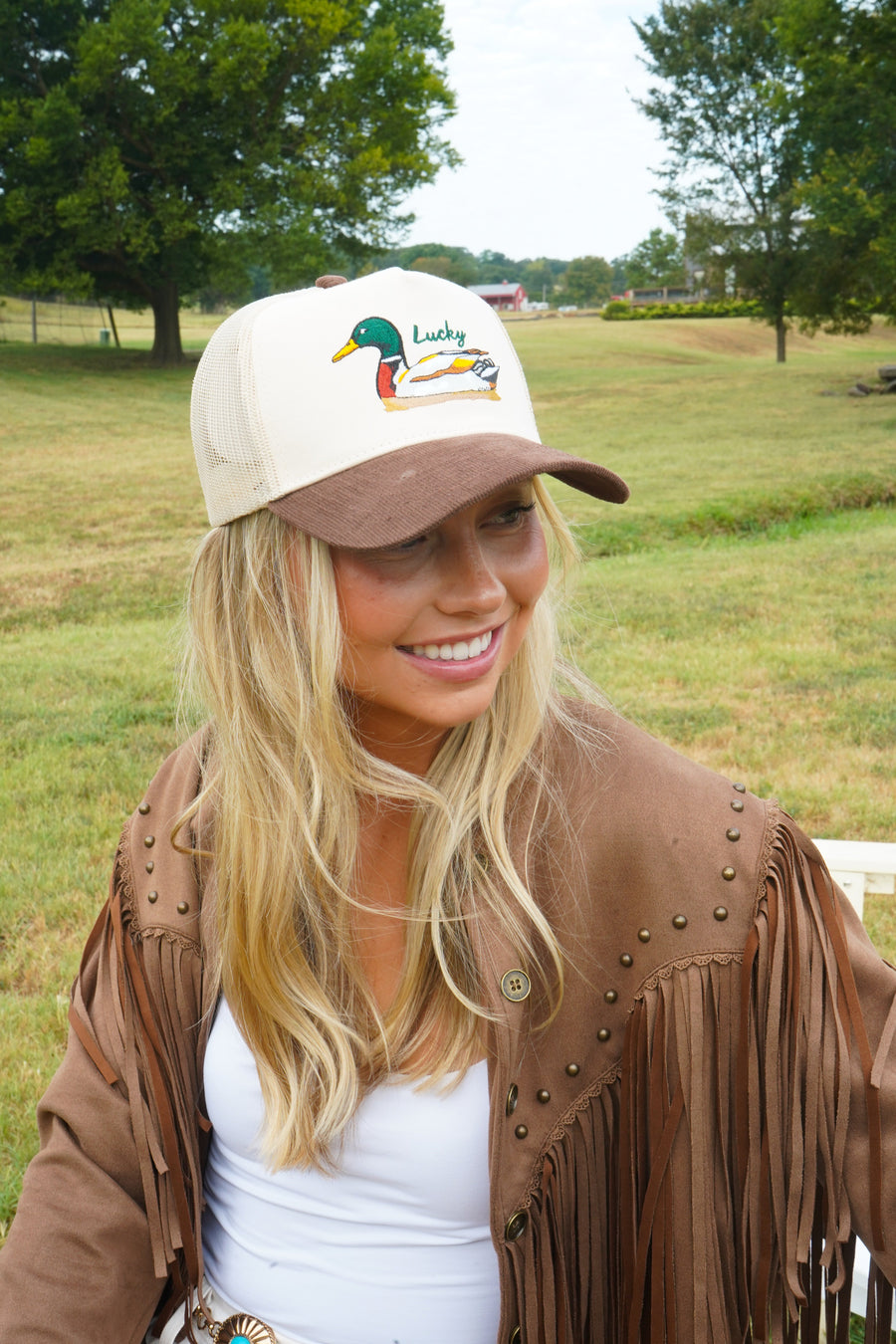 Lucky Duck - Brown Corduroy Trucker Hat KenzKustomz