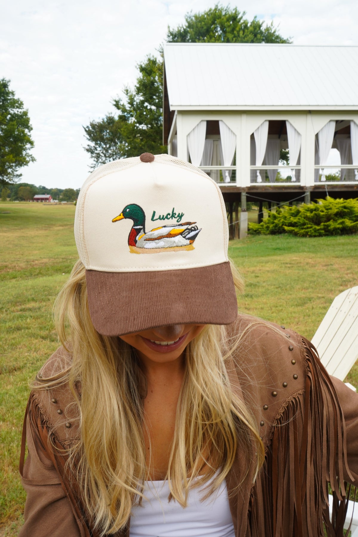 Lucky Duck - Brown Corduroy Trucker Hat KenzKustomz