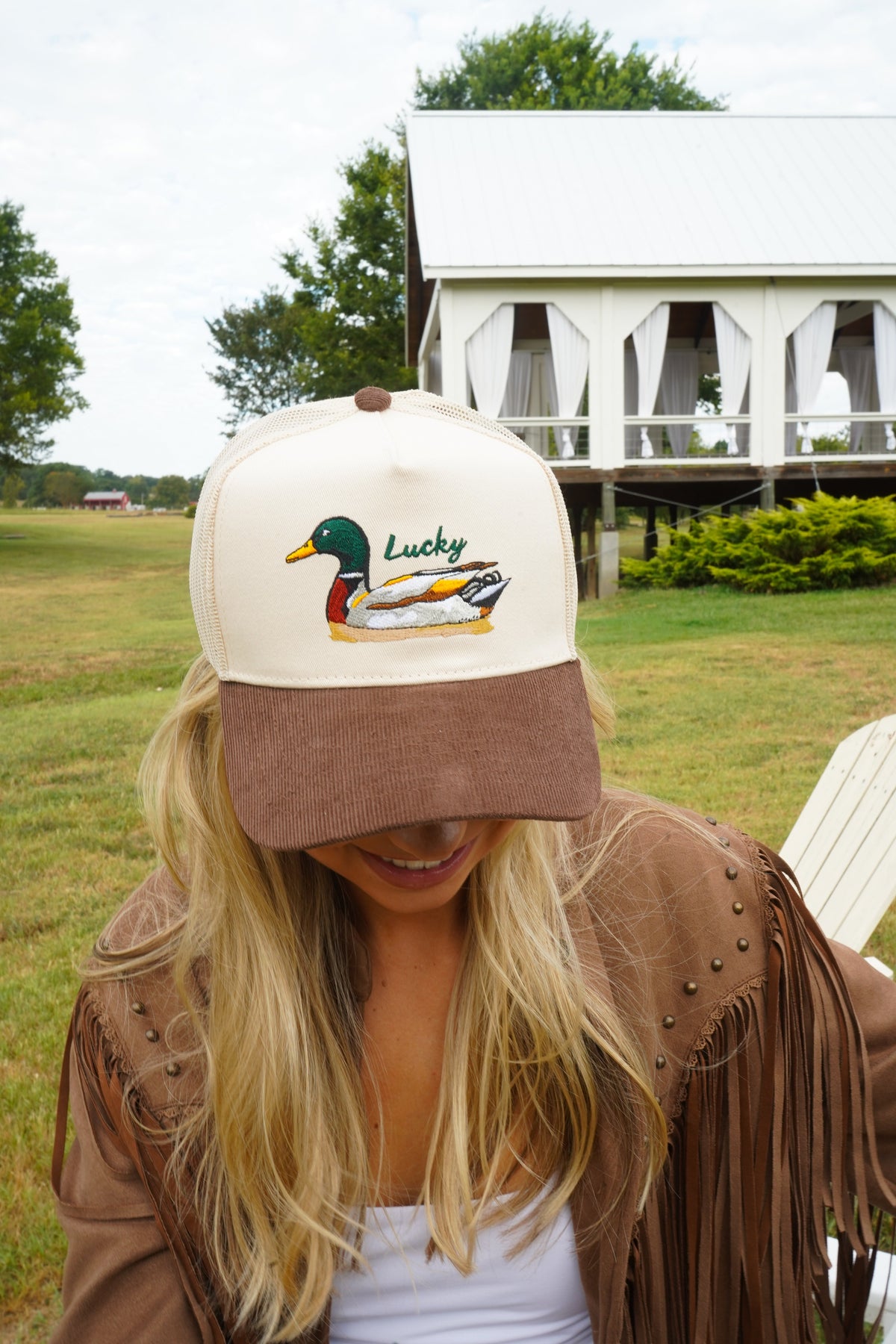 Lucky Duck - Brown Corduroy Trucker Hat KenzKustomz