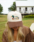 Lucky Duck - Brown Corduroy Trucker Hat KenzKustomz