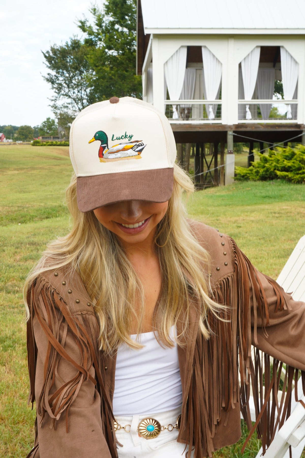 Lucky Duck - Brown Corduroy Trucker Hat KenzKustomz