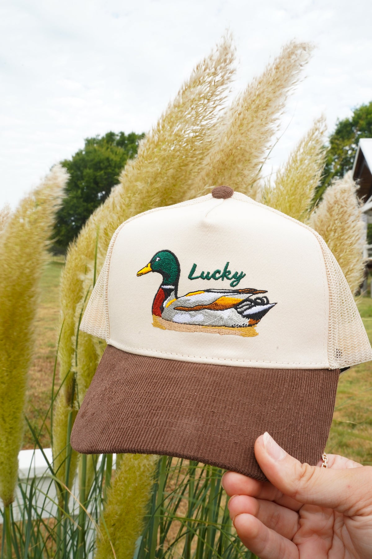 Lucky Duck - Brown Corduroy Trucker Hat KenzKustomz