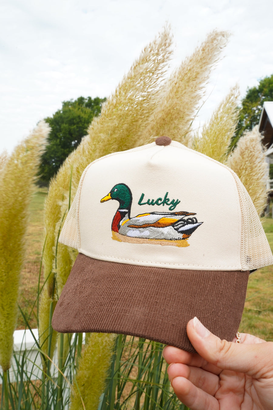 Lucky Duck - Brown Corduroy Trucker Hat KenzKustomz