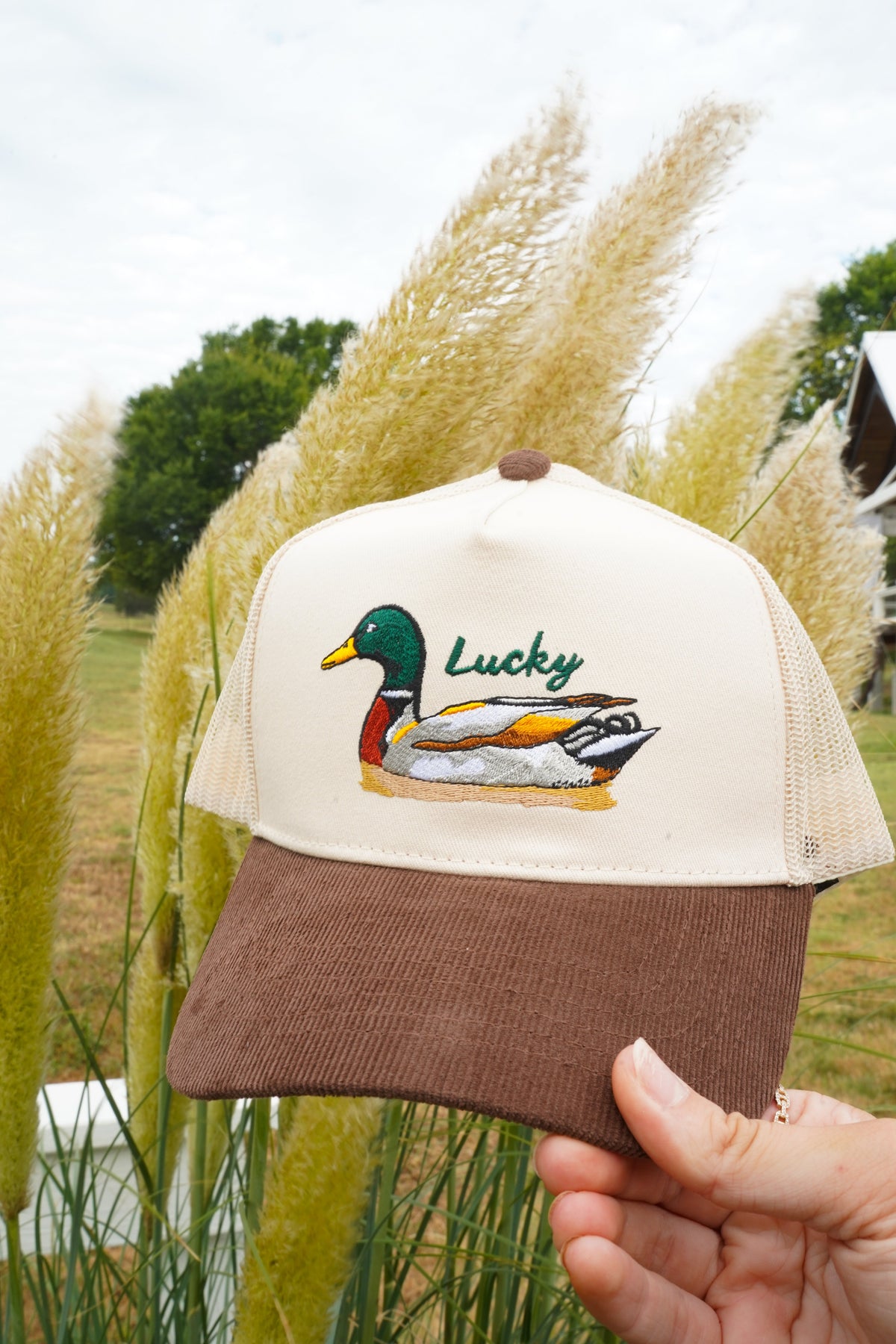 Lucky Duck - Brown Corduroy Trucker Hat KenzKustomz