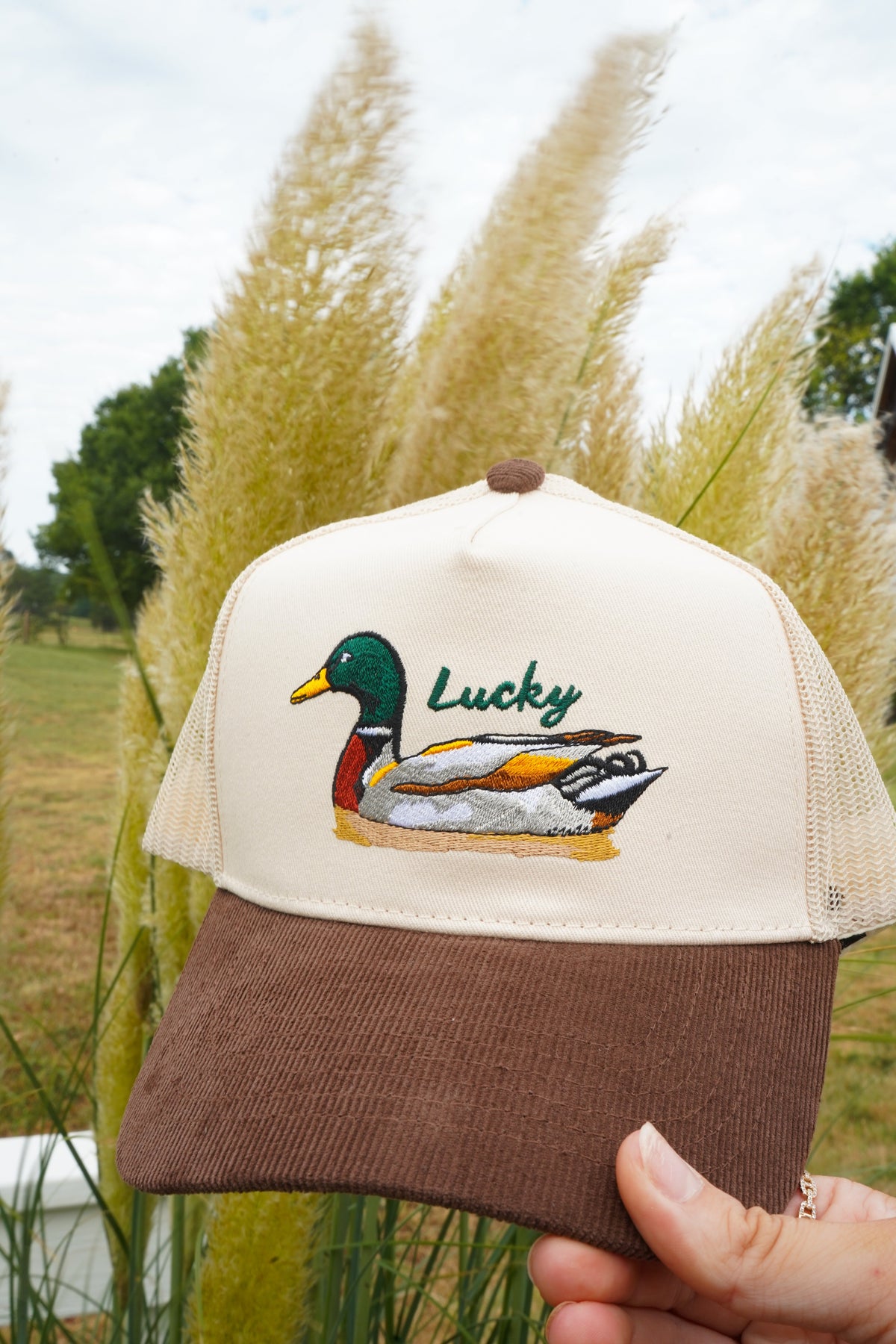 Lucky Duck - Brown Corduroy Trucker Hat KenzKustomz