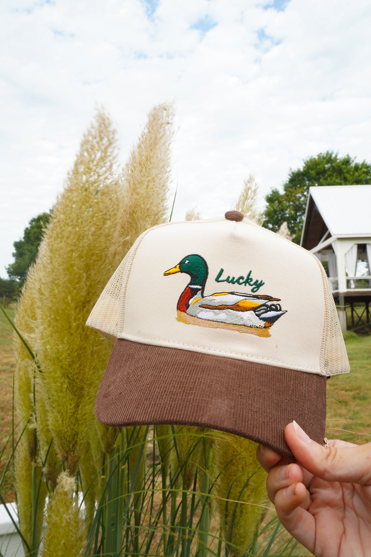 Lucky Duck - Brown Corduroy Trucker Hat KenzKustomz