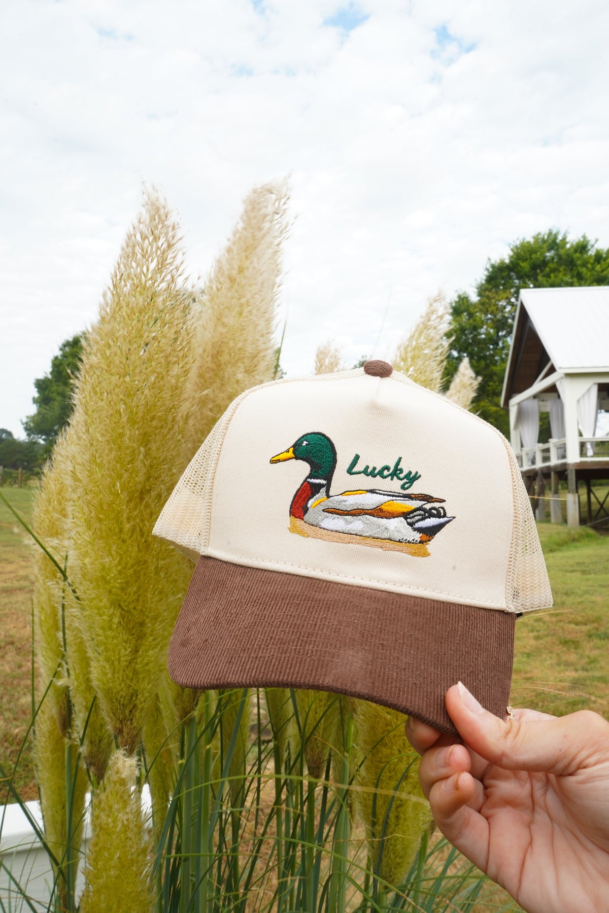Lucky Duck - Brown Corduroy Trucker Hat KenzKustomz