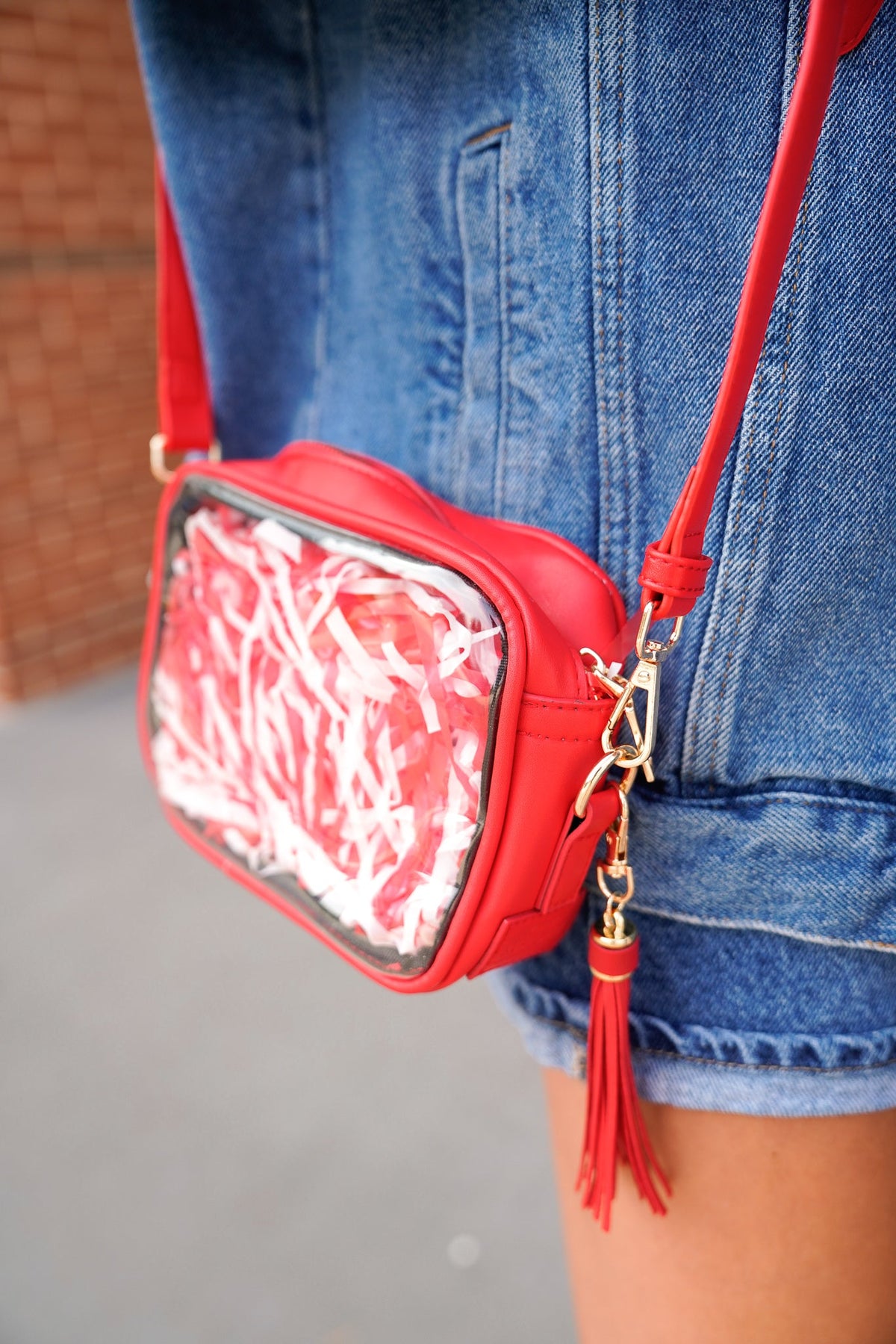 Red Stadium Approved Clear Purse With Tassle KenzKustomz